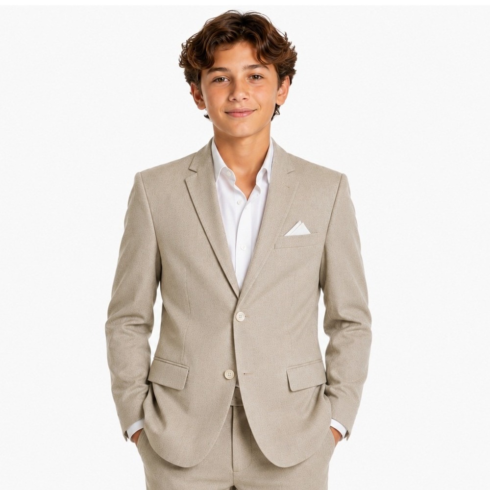 Calvin Klein Blazer Boys Size 18 Regular Birch Beige Slim Fit Suit Jacket NEW